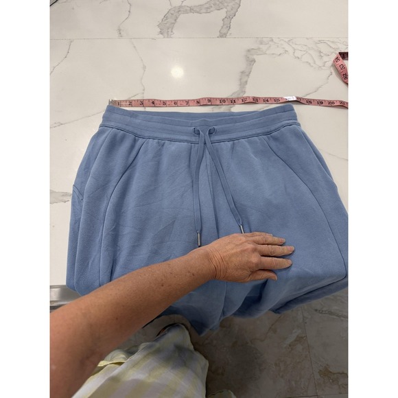 Lululemon Sweatpants Womens 8 Blue Fleece Wide Leg Drawstring Lounge Gym - Picture 3 of 9